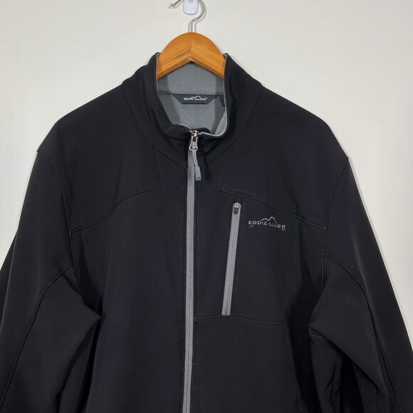 Eddie Bauer Men Soft Shell Jacket Full Zip Sz XL Black Weather Resistant Hiking - Picture 4 of 12